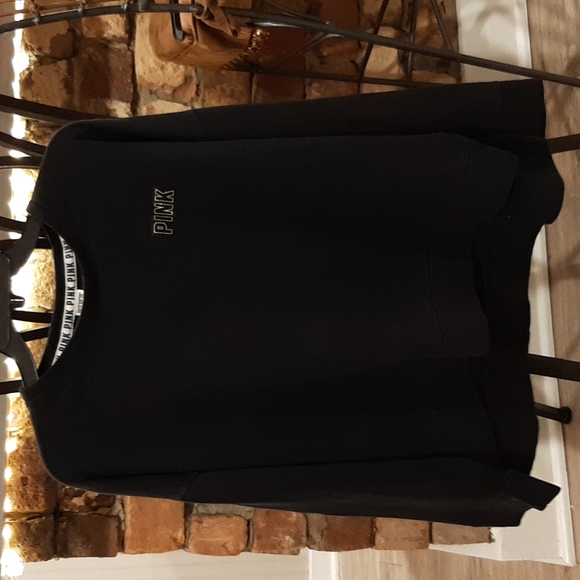 Women's Size L Victoria's Secret Pink Black Sweatshirt White Pink On The Back - Picture 1 of 7